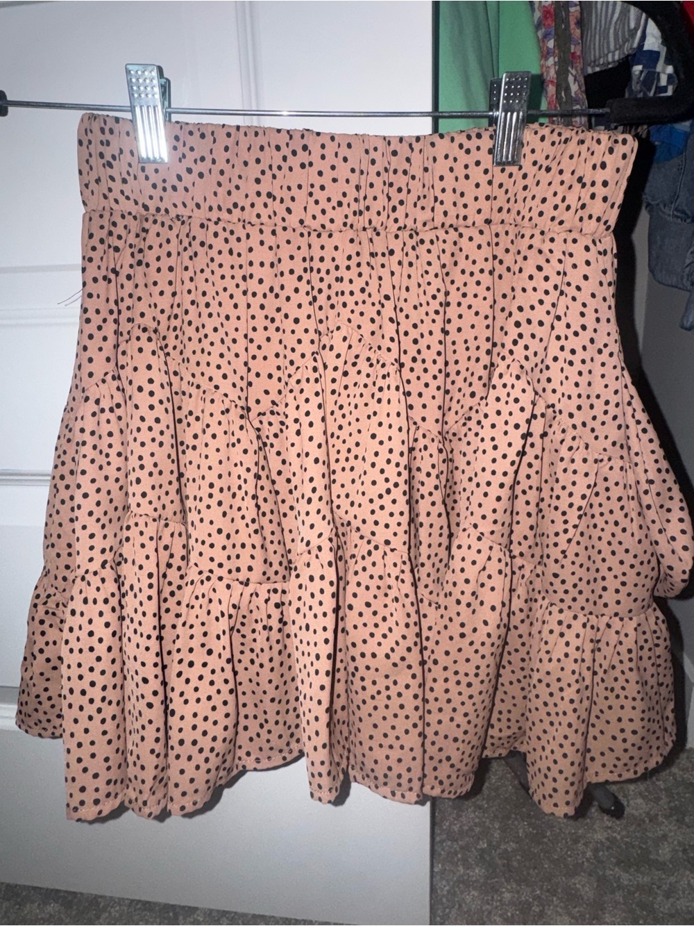 Women's Pink Polka Dot Tiered Skirt